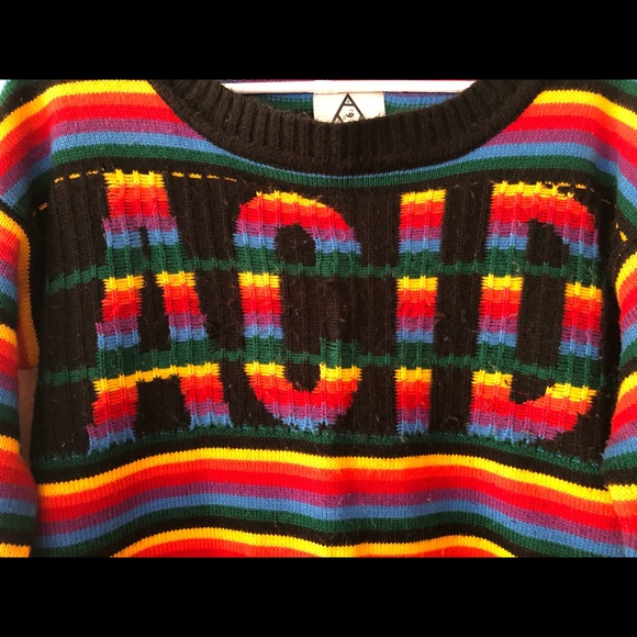 Ultra Rare UNIF ACID Rainbow Striped Sweater Sz S - Picture 7 of 11